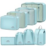 MOFELON Koffer Organizer - 8 Stück, Packing Cubes, Packwürfel für Rucksack, Travel Organizer Packtaschen Set mit Kleidertaschen Schuhbeutel Wäschebeute Kosmetiktasche, Reise Gadgets-Blau