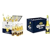 Corona Extra Coolbox - Kühltruhe mit 12 Flaschen internationales Premium Lagerbier (12 x 0.355 l) & Extra Premium Lager Flaschenbier, MEHRWEG im Kasten, Internationales Lager Bier, (24 x 0.355 l)