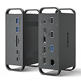 USB C Docking Station Triple Monitor,15 in 1 USB C Dock Laptop Docking Station with Dual HDMI DP 4K@60Hz, 8 USB Ports,Max 10Gbps,65W AC Power Adapter,TF/SD Card,Type C hub for MacBook Pro/Air Windows