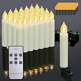Dixmas 30 stk LED Weihnachtskerzen mit Fernbedienung und Batterien, LED Kerzen mit Timerfunktion, Flammenlose Christbaumkerzen Kabellos