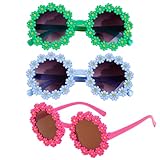FangBoJie 3 Stück Partybrille Rund, Retro Brille Blumenform, Hippie-Sonnenbrille, Flammen Sonnenbrille, Feuer Flammenbrille Randlos Welle Sonnenbrillen Brillen, Retro Mode Punk-Stil Sonnenbrillen