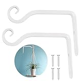 LOOGI Pflanzenhalterung Blumenampelhalter Eisen Wandhaken Blumenampel Wandhalter Haken 15cm zum Aufhängen von Pflanzer Vogelhäuschen Laterne Windspiele Wandleuchter - 2 Stücke Weiß