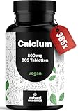 Calcium Tabletten Hochdosiert - 365 Tabletten - 800mg Calcium pro Tag - Calziumtabletten Hochdosiert - 180 Tage Vorrat - vegan und produziert in Deutschland Laborgeprüft