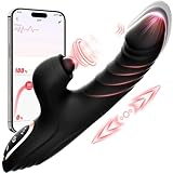 Unikrealer Sexspielzeug G Punkt Vibration für Frauen Stossvibrator, 7x10 Pulsvibrations-Stoßmodi Sex Spielzeug für die Paare Klitoris Stimulator für Sie G-Punkt-Vibratoren App Paarvibrator Schwarz