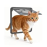 ENJOYING Katzentür für Fliegengitter, Kleine Hundeklappe Fliegengittertür mit Ersatz-Magnetklappe, Haustiertüren für Schiebetüren Fenstertür, Automatisch schließen, Verriegelbar, Schwarz