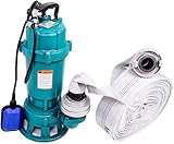 Tauchpumpe 1500W IBO 1,5 kW mit Zerkleinerer + 2' Storz C + 50m Schlauch Pumpe Wasserpumpe Fäkalienpumpe Schmutzwasserpumpe mit Bauschlauch Schneidwerk Schwimmer