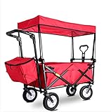 Faltbarer Gartenwagen mit abnehmbarem Baldachin, große Kapazität, Outdoor-Allzweckwagen für Grillen, Strand, Angeln, Einkaufen und Gartenarbeit, tragbar und vielseitig
