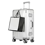 Aluminium Reisekoffer Bordkoffer Hartschalen-Koffer Trolley Rollkoffer Handgepäck Teleskopgriff, TSA, 4 Rollen(Silber,S)