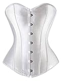 Everbellus Damen Sexy Vintage Taillentrainer Cincher Overbuste Korsett Bustier Weiß X-Large