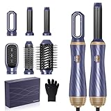 6 in 1 Haarstyler Negativ Ionen Stylingbürsten,Warmluftbürste Set Stylingbürsten,Rundbürstenföhn, mit Automatischer Lockenstab, Geben Sie dem Haar Volumen,Glätten, Locken und Föhnen Sie Trockenes Haar