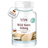 Yamswurzel-Extrakt 500 mg - 60 Kapseln Wild Yams mit 20% Diosgenin- hochdosiert und vegan - Dioscorea villosa | Qualität aus Deutschland von ViVe Supplements