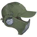 Airsoft-Maske, Airsoft-Mesh-Maske und Patch-Baseballkappen-Set, Gesichtsmaske mit Gehörschutz für -Paintball-Schießen, Cosplay-Spiel, Baseballkappe, Vollgesichts-Air
