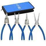 CCLIFE Sprengringzangen Seegeringzange Set 4tlg, 150mm Zange Gerade & Gebogen für Sicherungsring Innen/Außen