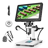 Professionelles Mikroskop 7 Zoll 1200 x 12 MP Digitales Mikroskop mit drehbarem HD-Display/8 LED-Leuchten/12 Sprachen/10 cm Arbeitsabstand: Elektronisches zum Schweißen