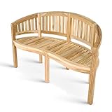 SAM 3-Sitzer Bananenbank Banana, Sitzbank aus Teak-Holz, Gartenbank 150 cm, aus Massivholz, für Garten & Balkon