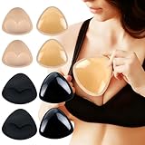 HuaCommerce 4 Paar Selbstklebende Push Up Pads für Bikini und Badeanzug, wasserdichte Silikon-Brustvergrößerungspads, perfekt für Sport, Kleider und Alltag (Schwarz & Hautfarben)