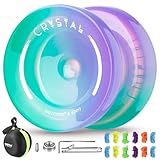 MAGICYOYO JoJo Responsive Yoyo for Kinder, Profi JoJo Trick Jo Jo für Anfänger, CRYSTAL Jojo K2 Grün Violett Gradient, Mehrzweck Jojo mit Unresponsive Yoyo Kugellager + 12 Jo Jo Schnur + Removal Kit