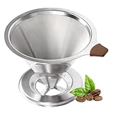 Kaffeefilter, Edelstahl wiederverwendbare Kaffee Filter, Handfilter Ideal für Filterkaffee Ermanenter Papierloser Kaffeefilter Ermanent Kaffee Dripper für 2-3 Tassen