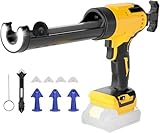 Akku Kartuschenpresse Kompatibel mit Dewalt Akku 20V, Elektrische Kartuschenpistole mit 6 Geschwindigkeiten, LED-Licht, Akku Silikonspritze für 300ml-Kartuschen mit 9 Zubehörteile (Ohne Akku)