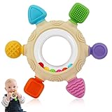 Beißring Baby - Sensorik Rassel Greifball Babyspielzeug aus Silikon, 2-in-1 Beißspielzeug Sicheres Spielzeug für Babys Geschenk ab 0 6 9 Monate 1 jahr