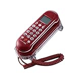 Eieenotee Verbessertes Display Festes Festnetzhelender Telefon B365 Kristall Basis Mini Telefon Kleiner Wandmontage Rot Rot
