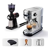 Halbautomatische Haushalts-Kaffeemaschine aus Edelstahl 19 Kapseln Kaffeepulver Superfine Cappuccino und Espresso H11 (Color : H11G1Jug Mat Tamper, Size : CHINA_US)