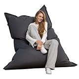 Bruni Riesen-Sitzsack Caree in Grau – rechteckiger XXL-Sitzsack mit 140x180 cm und 400 l Füllung, Bean-Bag mit Innenhülle, Liegesack, Abnehmbarer Bezug, Indoor und Outdoor einsetzbar, aus Deutschland