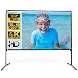 Beamer Leinwand mit Ständer, 100 Zoll Outdoor Beamer Leinwand und Ständer, verdickte, faltenfreie Outdoor-Kinoleinwand und Stabiler Rahmen für Heimkino