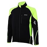 Airtracks Herren Winter Fahrradtrikot Langarm Pro-T Thermo Funktions Radtrikot Warm Fleece Reflektoren Full Zip - Schwarz-Neon - L