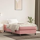 Tidyard Boxspringbett mit Matratze Jugendbett mit Lattenrost Bett mit Kopfteil Bettrahmen Polsterbett Gästebett Schlafzimmerbett Designerbett Doppelbett/Einzelbett Hotelbett Rosa 90x200 cm Samt