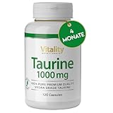 Taurin Kapseln 1000 mg. 4 Monate 1 Kapsel Pro Tag. Taurin Kapseln Hochdosiert. Pre Workout Ohne Koffein, Aminosäuren, Frei von Laktose, Gluten und Hefe, Vegan. Vitality Nutritionals by VitaminExpress