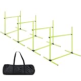 Suusolny Grün 4X Hürden für Hunde Agility-Ausrüstung Slalom Stangen Höhenverstellbar Slalom Training Trainingsset Trainingsstangen Sprungstangen-Set 104x70x101cm