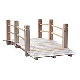 Outsunny Gartenbrücke Holzbrücke Holzsteg Teichbrücke Zierbrücke mit Geländer bis 180 kg Tannenholz Natur 152,5 x 67 x 48 cm