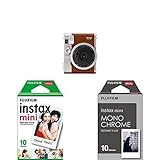 Fujifilm - Instax Mini 90 Neo Classic - Appareil Photo Instantané - Marron Clair + 1x10 Films + 1x10 films monochrome