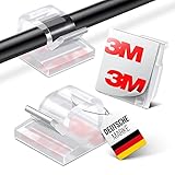 MYMIND® Kabelhalter selbstklebend [3M KLEBER] 50 Stück Indoor & Outdoor - Kabelclips für Kabelmanagement - Kabelklemmen & Kabelorganisator am Schreibtisch - Kabelbefestigung Lichterkette(transparent)