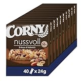 Nussriegel Corny Nussvoll Erdnuss und Vollmilch, mit Erdnüssen und Schokostücken, 40x24g
