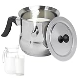 1.5L Milchtopf Induktion, Afenau Milchtopf mit Deckel, milchtopf Doppelwandig mit Pfeife, Bakelitgriff, Edelstahl Simmertopf Induktion für Gas Elektro induktion