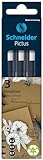 Schneider Pictus Fineliner (Strichstärken 0,3 , 0,5 und 0,7 mm, dokumentenechte Pigmetliner, metallgefasste Spitze, Gehäuse aus 85% recyceltem Kunststoff) schwarz, 3er Etui