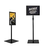 DREAMADE Präsentationsständer A4, Werbeständer Plakatständer Poster Ständer, Ständer mit Poster Rahmen und Schild, Infoständer höheverstellbar und schwenkbar (Schwarz)