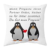 Shoppawhile Pinguin Geschenk Jahrestag für ihn sie Kissenbezug 45×45 cm Hochzeitstag Valentinstag Weihnachten Pärchen Lustige Partner