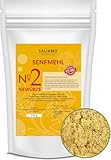 Saliamo | 250g Senfpulve, Senfmehl, Senfkörner gemahlen, teil entöltest Senfpulver - eignet sich zu Herstellung von Senf, 100% naturrein aus Senfkörnern gewonnen.