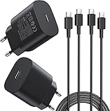 2er-Pack 25W Ladegerät USB C, Schnellladegerät PD 3.0 Ladestecker mit Schnellladekabel 1.8m Netzteil für Samsung Galaxy S23/S22/S21 Ultra/S21+/S20/Note20/S10/S9, iPhone 15 Pro Max Handy Ladegeräte