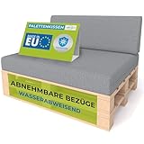 Pillows24 - Palettenkissen 2-teiliges Set | Palettenauflage für Palettensofa | Rückenkissen & Sitzkissen für Europaletten | Palettenmöbel für Indoor & Outdoor mit UV-beständig | Made in EU | Grau