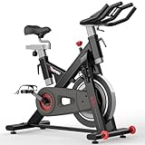 PASYOU S50 Heimtrainer Fahrrad mit Magnetischem Widerstand, Riemenantrieb Fitnessbikes mit 15KG Schwungrad, 4-Fach Verstellbarer Ergometer Hometrainer mit RPM Monitor- 150KG Belastbar