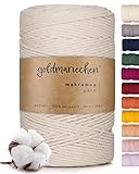 goldmariechen Premium Makramee Garn (Naturell) | 3mm x 200m | 100% Baumwolle | plastikfreie Verpackung | Makramee Baumwollgarn für DIY Handwerk