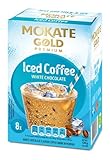 MOKATE® Eiskaffee Gold Weiße Schokolade - 1 Box - 120g - 8 Sticks - Iced Coffee Gold White Chocolate - Instant Kaffee Getränkepulver Koffeinhaltig Instantkaffee Pulver - Cremiger Intensives Aroma