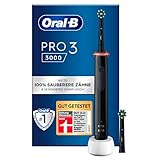 Oral-B PRO 3 3000 Elektrische Zahnbürste/Electric Toothbrush, 2 CrossAction Aufsteckbürsten, mit 3 Putzmodi und visueller 360° Andruckkontrolle für Zahnpflege, Geschenk Mann/Frau, schwarz