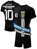 DE FANSHOP Deutschland Trikot EM 2024 Kinder Junge Herren Fußball Trikot Set mit Shorts Schwarz Fussball Shirt mit eigenem Namen Originelle Geschenk