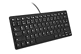 MCSaite Wired Mini Schwarz Tastaturen - Spritzwassergeschützt, Mini Tastatur ohne nummernblock, Ergonomische compact Design für Windows PC Desktops, Laptop