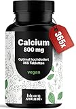 Calcium Tabletten Hochdosiert - 365 Tabletten - 800mg Calcium pro Tag - Calziumtabletten Hochdosiert - 182 Tage Vorrat - vegan und produziert in Deutschland Laborgeprüft - Verpackung kann variieren